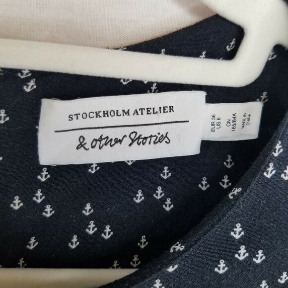 & Other Stories Women's Size 6 Dress Black 3/4 Sleeve Anchors Stockholm Atelier - Picture 8 of 9